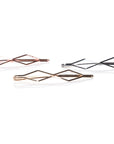 GeometricMetallics - InStyler Geometric Pin It Up Bobby Pins-in gold, rose gold and gold metallics laid on white background